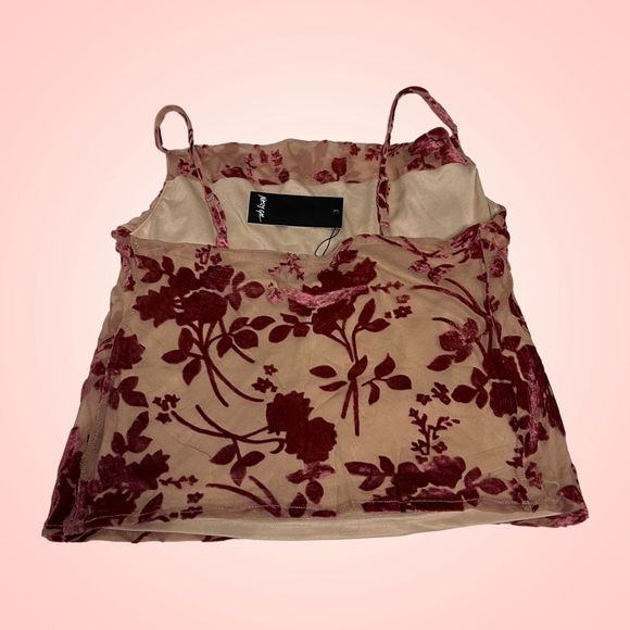 NWT NastyGal Burnout Crushed Velvet Rose print Cami - Picture 2 of 3